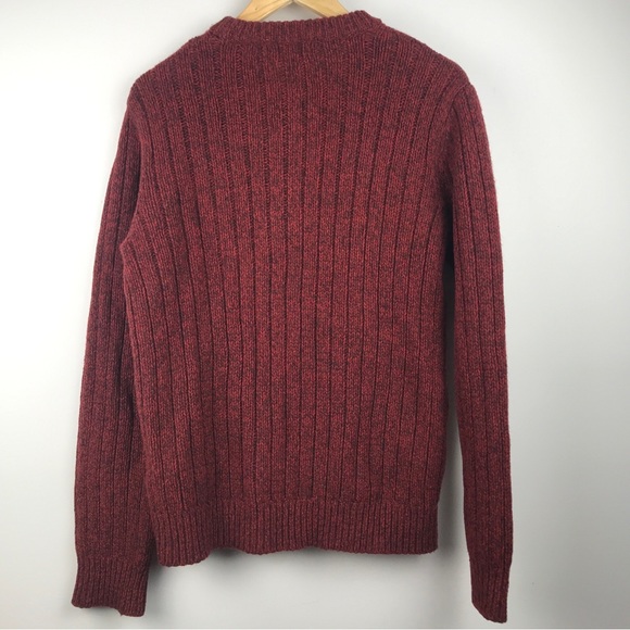 SOLD - LL Bean Men's 100% Lambs Wool Knit Sweater Burgundy Red EUC - Picture 10 of 13